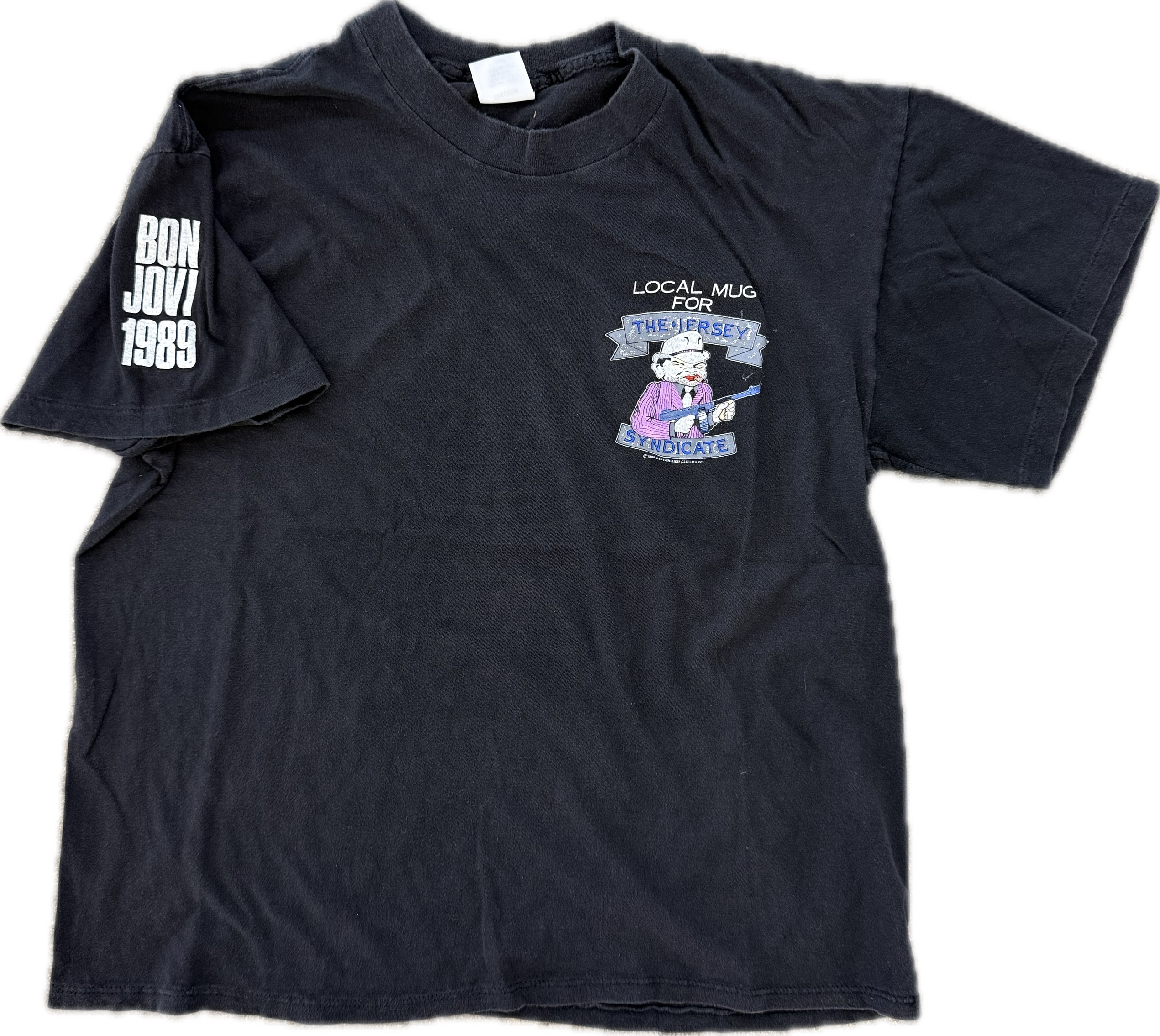 【ビンテージ】BON JOVI 1989 Tシャツ Lサイズ vintage 80s BON JOVI FOREVER BROTHERHOOD TOUR 1989 USA FLAG