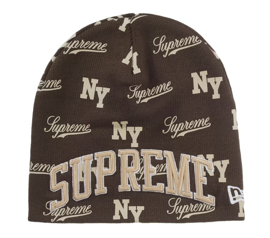 Product | Supreme New Era Monogram Beanie Brown